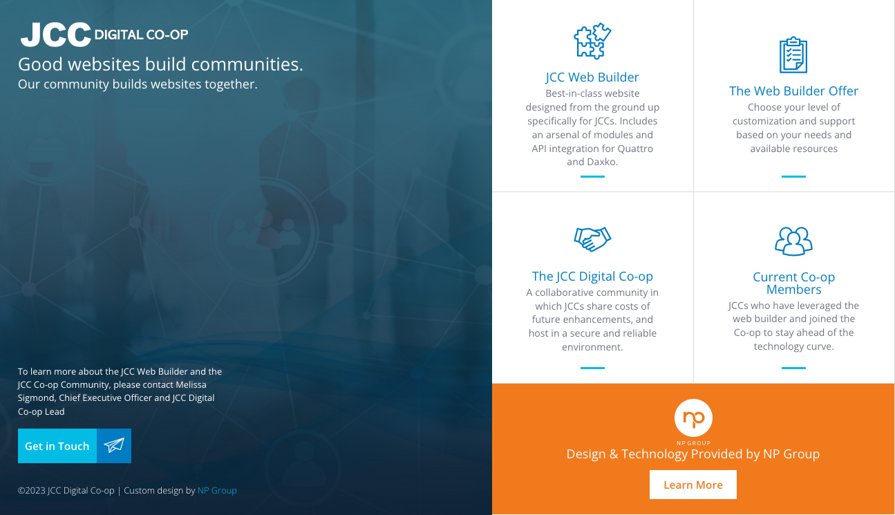 JCC Digital Co-Op Website Screenshot