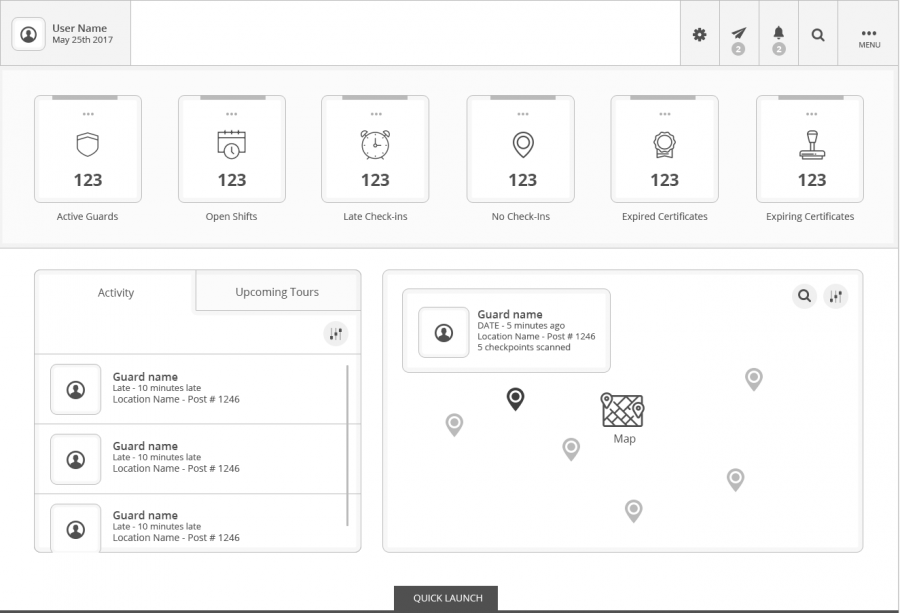 CMS back-end wireframe