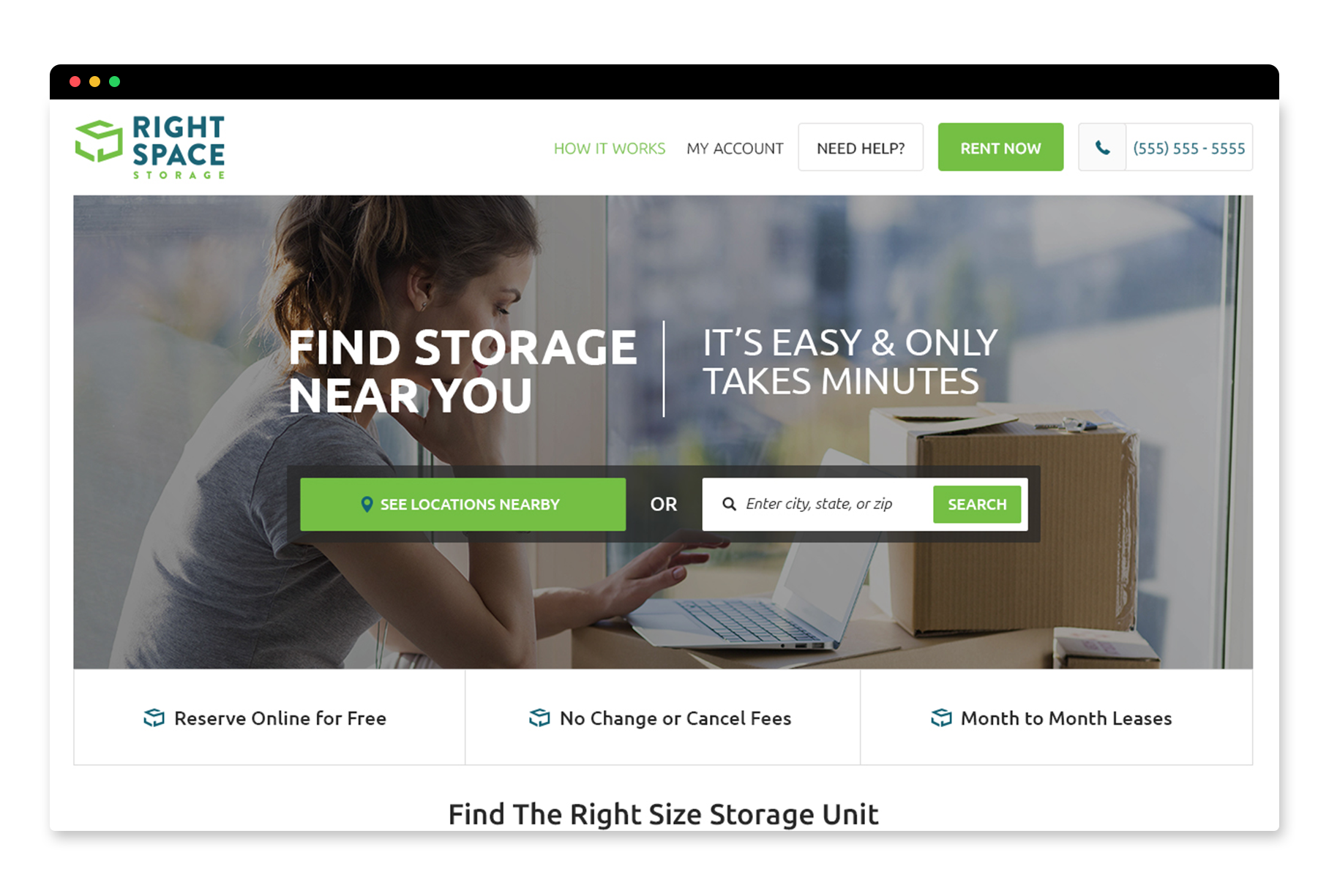 RightSpace Storage site Design & Development
